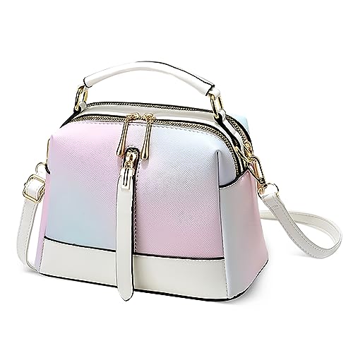 Classico Borsa a Mano Donna Leggero Elegante a Tracolla con Manico Superiore per Shopping Lavoro Viaggio Quotidiano Data Casuale PU Pelle Borse a Spalla Messenger Bianco
