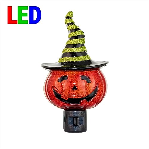 Image of Novelty Lights LED Lamp Pumpkin in Witch Hat Halloween Decoration Night Light with Swivel Plug