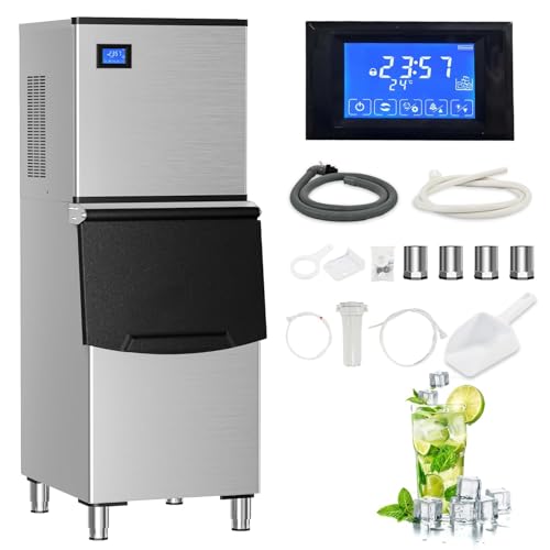 Commercial Ice Maker Machine 500LBs/Day with Filter, 250LBs Storage Bin, SECOP Compressor&ETL Approval Industrial Ice Machine, Auto-Cleaning, Ice Ready in 8-15mins, Cafe/Bar/Business/RST.