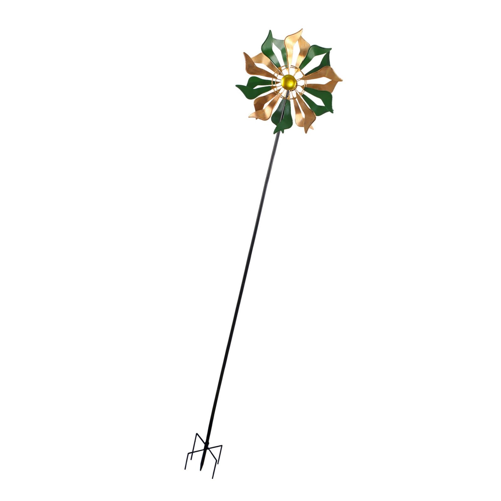 Easy Install Iron Windmill with Rotating Flowers for Patio Yard Decor Weather Rotating Wind Spinner