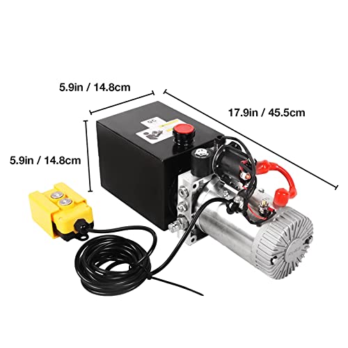 Image of Hydraulic Power Unit, Single Acting Dump Trailer Pump 4 Quart Hydraulic Pump Metal Reservoir 3200 PSI 12V DC Hydraulic Power Pump for Dump Trailer Car Lifting Platforms