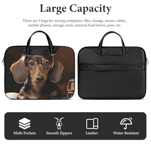 Bolso de hombro impermeable para laptop 17" Dachshund miniatura 5