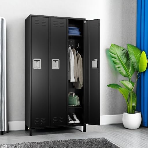 Image of SUXXAN 3 Doors Metal Lockers for Employees for Offices School Gyms Home,Assembly Required(Black)