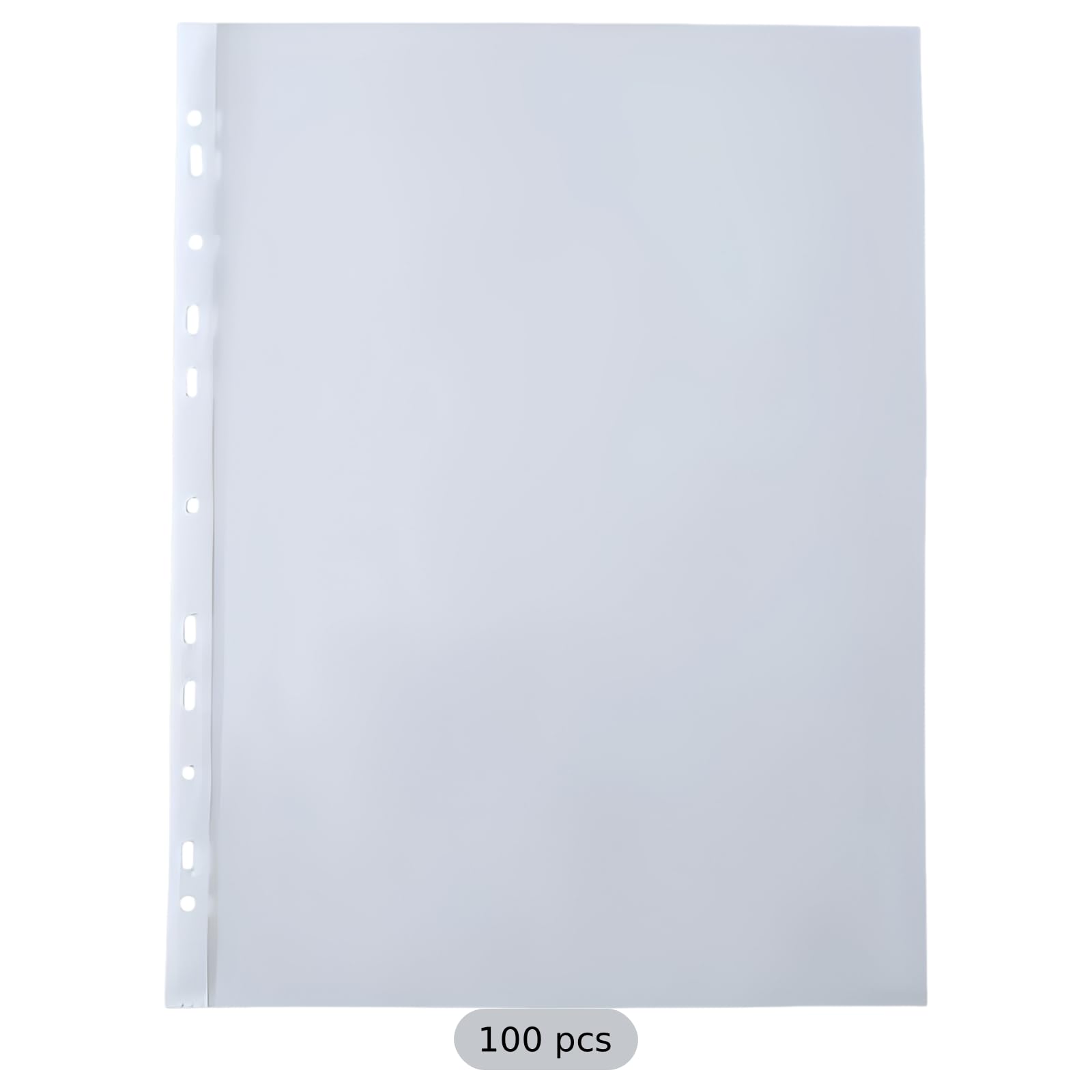 100 buste trasparenti formato A4 con 11 fori, in plastica resistente, impermeabile, 31 x 25 cm, per raccoglitori ad anelli, documenti da viaggio