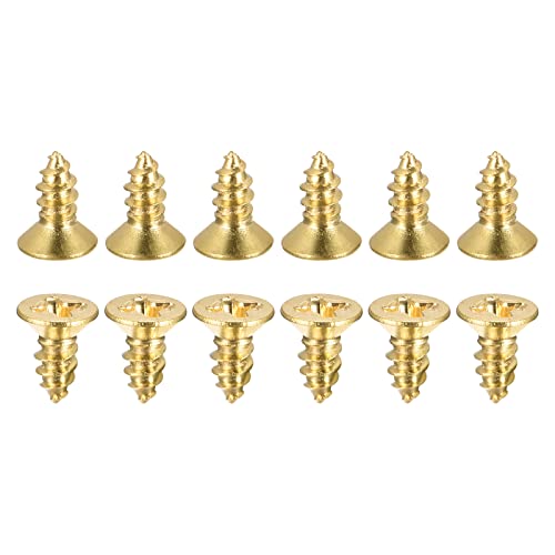 DTGN M3x8mm(DxL) Brass Phillips Wood Screws, 25Pack, Good for Wood Crafts Furniture, Countersunk Head Self-Tapping Screw