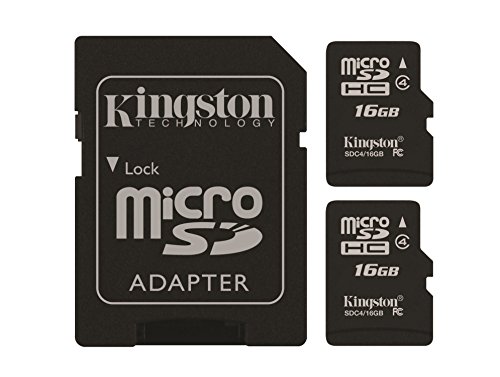 Kingston Digital 16GB Micro SD Flash Card, Pack of 2, One Adapter with Jcase (SDC4/16GB-2P1AET)