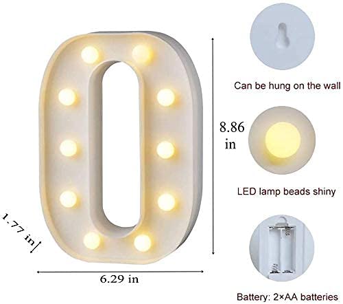 Image of Beeban Marquee O Alphabet Shaped LED Light Lamp for Decoration Decore Walls Hanging Birthday Party Wedding (O)