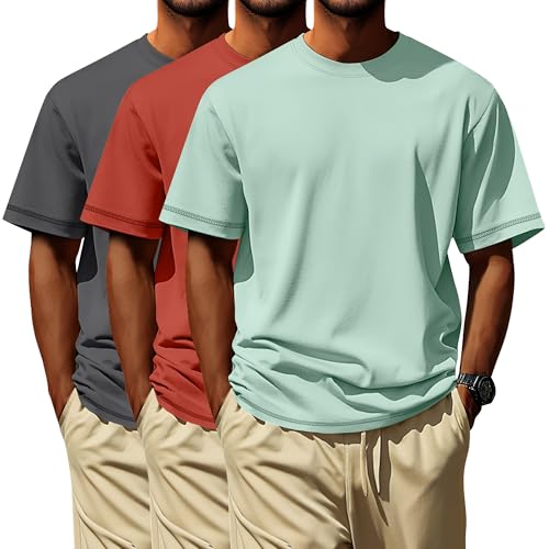 Image of Neer 3 Pack Big and Tall T-Shirts for Men L-7xl Tops | Large Casual Stretch Workout Tees, Short Sleeve Crewneck Oversized Shirts, Classic Summer Outfits, Comfy Basic Loose Clothes