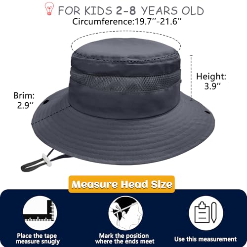 Image of Outdoor Kids Sun Hat for Boys Girls Wide Brim Mesh Bucket Hat UPF 50+ Sun Protection Breathable Summer Fishing Safari Hat