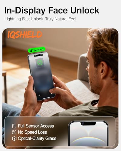 Image of IQShield My-View Privacy Screen Protector Tempered Glass Guard for iPhone 14 / 16E / 17E and iPhone 13 /13 Pro, 9H Hardness, 2-Way Anti-Spy, Case Friendly [1 Pack]