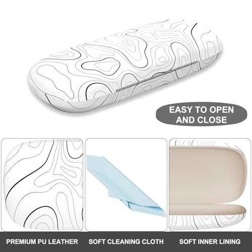 Image of Eyeglasses Case, Portable Hard Shell Protective Case for Glasses, Eyeglass Holder Box for Women with Cleaning Cloth