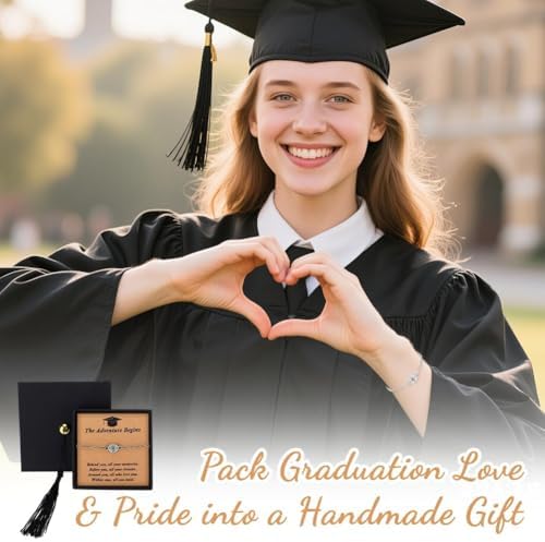 Graduation Commemorative Bracelet 2026, Compass Bracelet for Women Men, Adjustable Graduation Gift with Cap Gift Box, Inspirational Quote Card, Senior Graduate Keepsake Jewelry (B) - 5