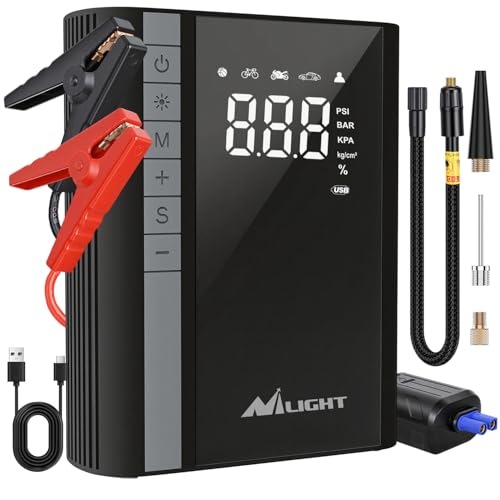 Image of Nilight Jump Starter with Air Compressor 3500A 150PSI Portable Car Battery Booster 9.0 Gas & 8.0L Diesel with Auto-Shutoff Digital Tire Inflator 12V Battery Power Supply w /Large LCD Display