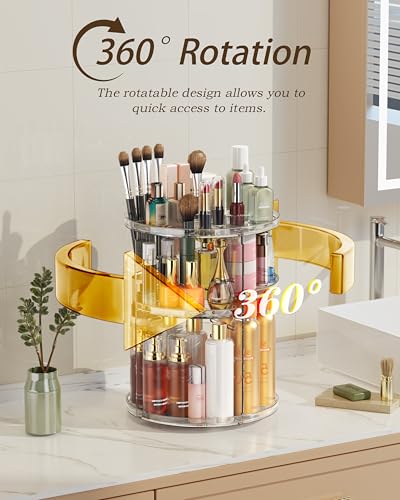 HOOMOOZ 360 Rotating Makeup Organiser, 7 Adjusatble Layers Cosmetic Organiser, Large Capacity Skincare Spinning Holder - Image 4