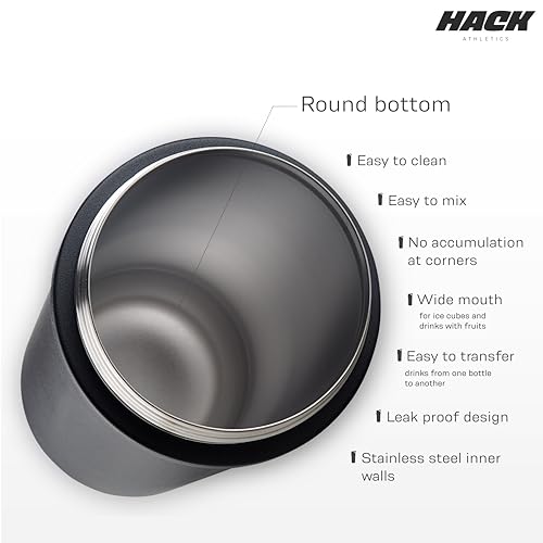 Image of Hack Athletics Premium Stainless Steel Insulated Shaker Bottles for Gym, Protein Shaker, Pre Workout Bottle, Water Bottle for Men and Women, BPA Free Material 100% Leakproof | 709ML (Black)