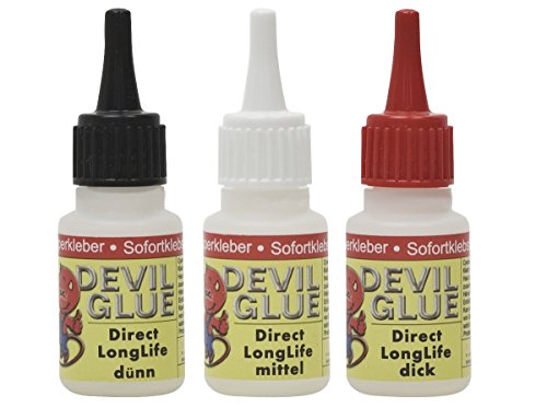 Preisvergleich Produktbild DEVIL GLUE Direct-Home Longlife 3x20g **dick, mittel, dünn** (Modellbaukleber, Bastelkleber)