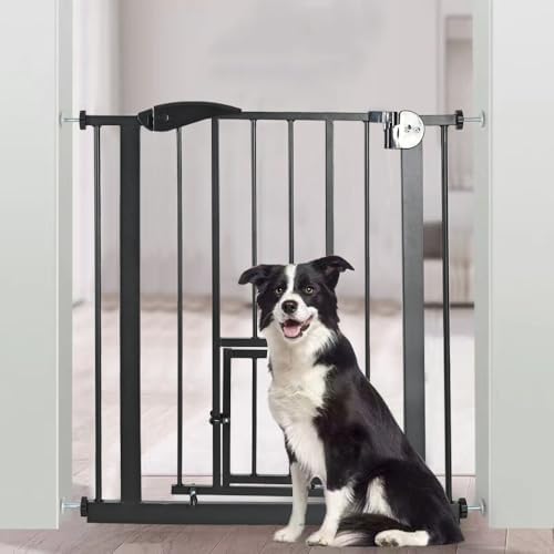 Picture of Baby Safety Gate Pet Dog Barrier Stair with Cat Flap Slate Guard Door ...