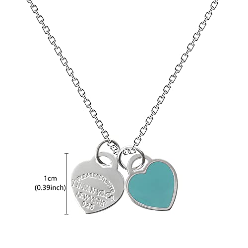 CHEERYMAGIC Enamel Heart Necklace Double Heart-shaped Pendant Necklaces Love Necklace Silver Charm Christmas Jewelry Gift for Women Girl A4-AXSGXL - Image 3