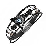 ROJEMXVE Retro Angel Evil Eye Leather Bracelets for Men Women Multi-Layer Cords Wrap Ethnic Tribal Bead Bracelet Zinc Alloy Punk Jewelry Gifts Rock Cuff Wristbands
