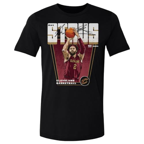 500 LEVEL NBA Max Strus Cleveland Cavaliers Premiere Men's Cotton T-Shirt (Black, S)