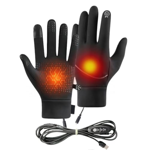 Guantes térmicos USB, guantes calefactados recargables, diseño de control de temperatura de tres niveles, se pueden conectar a bancos de energía, uso no voluminoso, diseño táctil con la punta de los