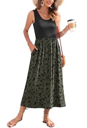 Image of WNEEDU Women's Summer Maxi Dress Casual Sleeveless Sundress