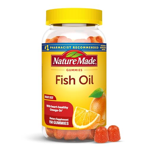 Nature Made Fish Oil Omega 3 Gummies, Omega 3 Fish Oil Supplements, Healthy Heart Support, 150 Gummies, 75 Day Supply