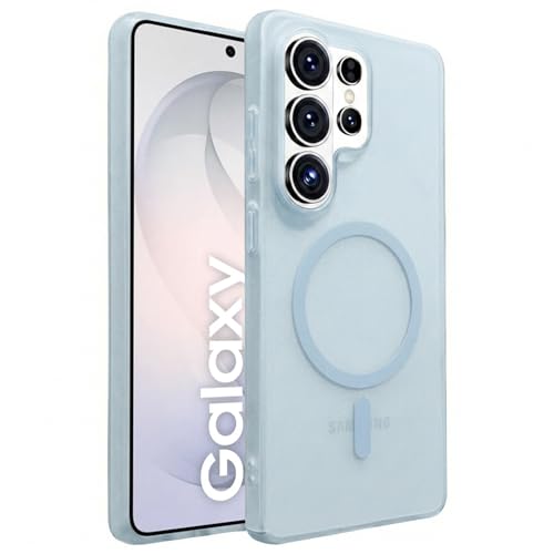 Image of DIZORO Matte Case for Samsung Galaxy S26 Ultra Compatible with MagSafe, Camera Lens Full Protection, Shockproof Translucent Frosted TPU Soft Phone Cover, Anti-Fingerprint (Blue)