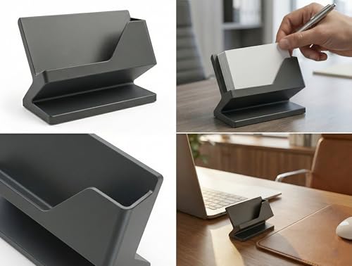 Image of Premium Business Card Holder for Desk | Visiting Card Stand Organizer | Modern Office Desk Card Display | Professional Card Holder for Office, Home & Reception (Matte Black)