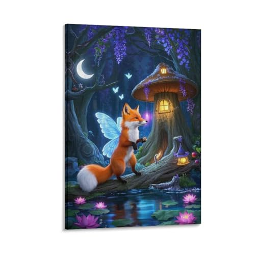 Décoration murale renard peinture sur toile pour habiller un mur vide