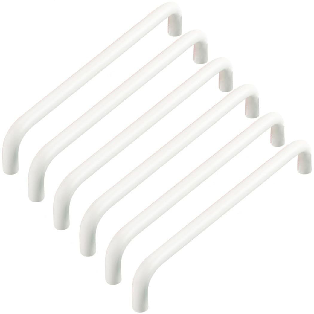 ZESLIV Pack of 6 Furniture Handles, Kitchen Cabinet Handles Made of Aluminium, Hole Spacing 256 mm, White Bar Handles, Drawer Handle with Screws for Children's Room, Wardrobe