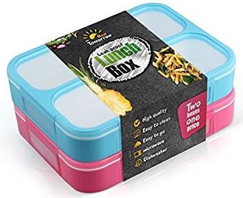 2017 Bento Lunch Box For Adults and Kids - Set of two for one price - Gorgeous colors - contains 1 liter - simple to Wash &Carry