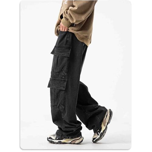 Men's Multi Pocket Jeans Loose Pants Y2K Hip-hop Jeans Loose Retro Work Pants3