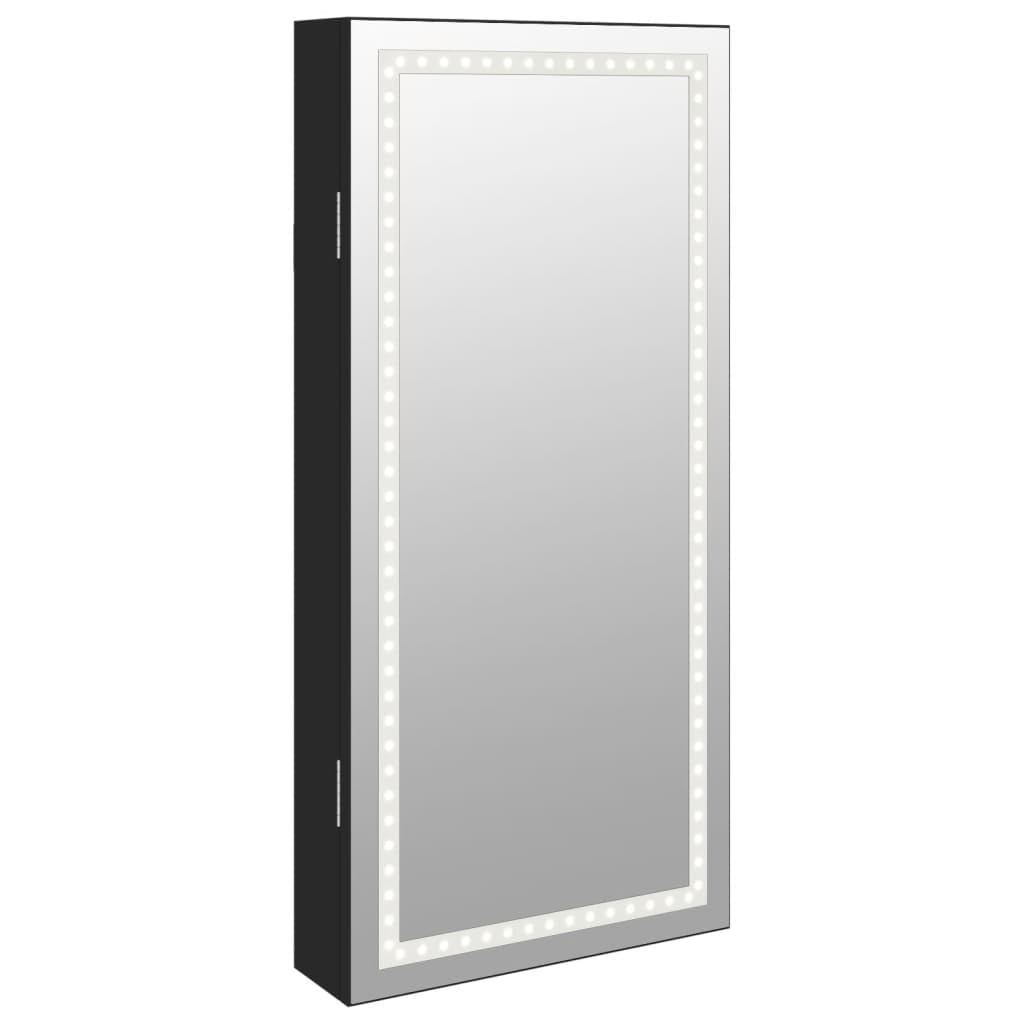 vidaXL vidaXL Espejo con joyero y Luces LED para Pared Negro