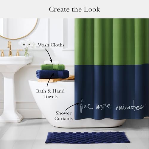 kate spade new york Dotted Woven Bath Rug, 17 in x 24 in, Absorbent Bath Mat, Slip Resistant, Made from 100% Cotton, Machine Washable, French Navy by kate spade new york - Used condition - Image 4