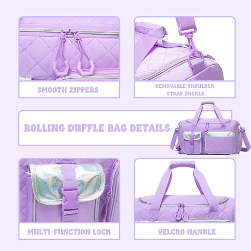 Duffle Bag for Travel Bag with Wheels for Women Weekender Bag with Shoes Compartment Gym Bag for Girls Carry On Overnight Bag for Women with Toiletry Bag by Oruiji - Used condition - Image 4