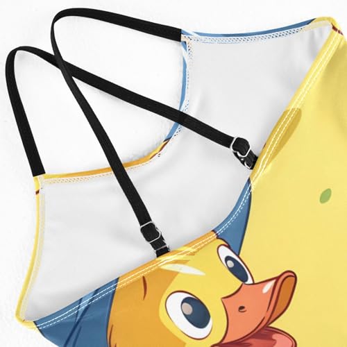 Bolaz Girls Swimsuits One-Piece Bathing Suits Multicolor Kids Sport Summer Beach Swimwear for 3-10 Years Old-Cute Ducks with Hats Cartoons4