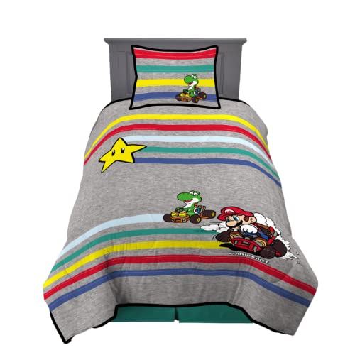 Super Mario Kart Kids 2 Piece Twin Coverlet Quilt and Sham Set (Official) Nintendo Product By Franco