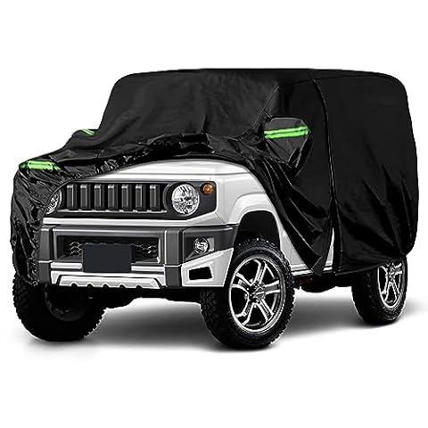 Pokrowiec na samochód, wodoszczelny, pasuje do Suzuki Jimny (3-drzwiowy) 1998-2023, oddychający, pełny garaż, plandeka samochodowa na deszcz, słońce, kurz, plandeka ochronna na samochód