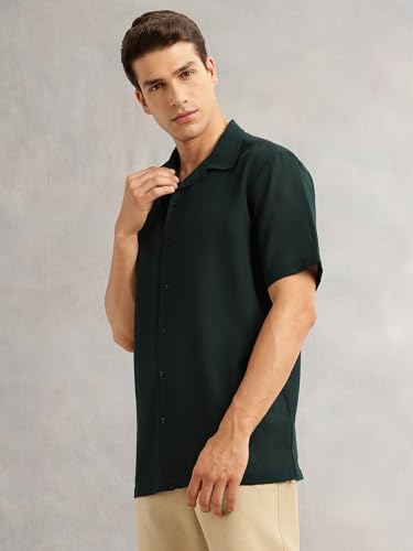 Image of Thomas Scott Men Premium Oversize Fit Casual Shirt | Short Sleeves | Camp Collar | Thai Crepe Polyester Fabric
