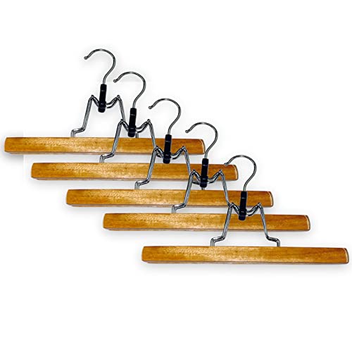 5 Stück Hosenspanner, Kleiderbügel,Hosenhalter aus Holz, Hosenbügel rutschfest mit Verchromter Haken all-around24 (5 Stück)
