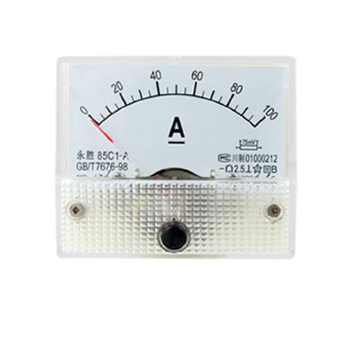 uxcell 85C1 DC 0-100A Rectangle Analog Panel Ammeter Gauge Ampere Meter