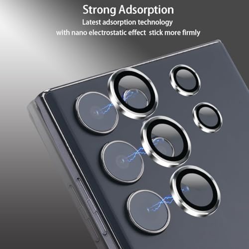 Image of Camera Lens Protector Compatible with Galaxy S24 Ultra | 9H Tempered Glass Camera Lens Guard | HD Clear Scratch Resistant Lens Cover | Case Friendly | Easy Installation Silver