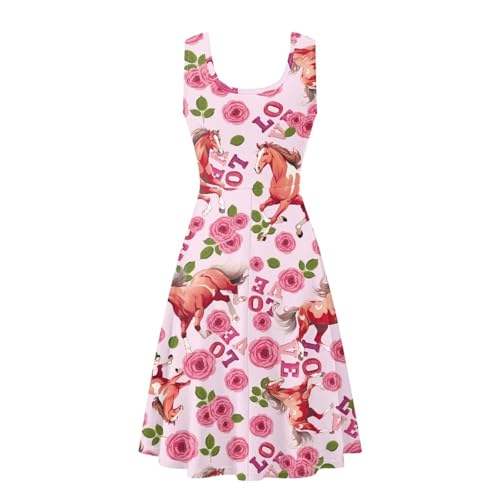 Image of Women's Casual Loose Sundress Midi Sleeveless Crewneck Dress Summer Beach Tank Dress with Pockets