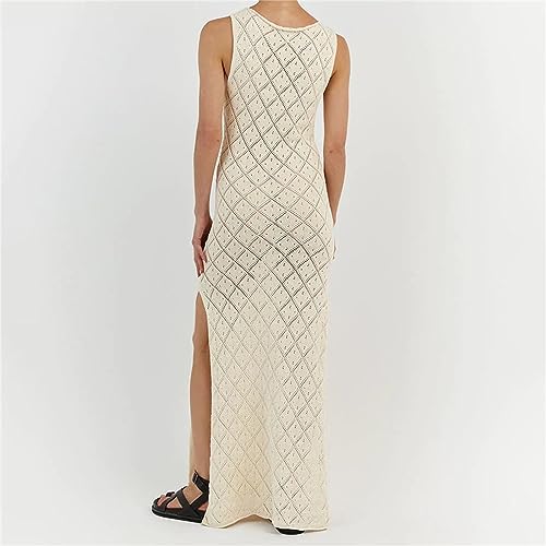 Robe longue en maille évidée à fleurs crochet pour robe été - 5