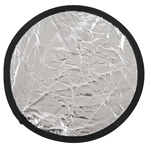 Tomantery Riflettore di Luce Fotografico Portatile Rotondo Argento Bianco 2 In1 per Illuminazione Dal Vivo, Luce di Riempimento Morbida, per Fotografi Professionisti (30 cm)