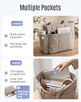 LIGHT FLIGHT Tote Bag for Women, 2-Piece Puffy Tote Bag Set with Compartments, Lightweight Quilted Large Shoulder Bag Handbags for Travel, Gym, Work — image 6