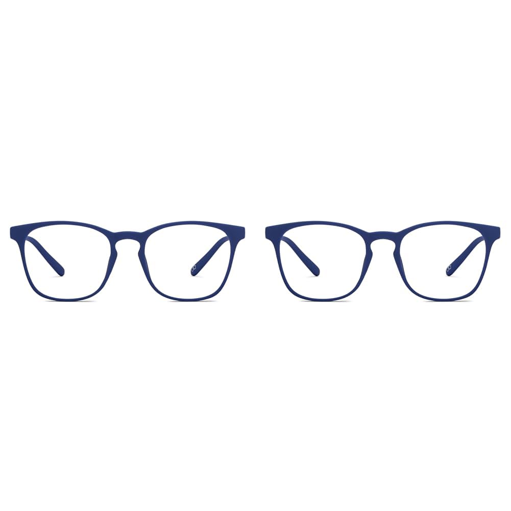 Lenskart HUSTLR - As Seen On Shark Tank | For Kids Age 8-12 yrs | Blue Zero Power Bluecut & Antiglare Computer Eyeglasses | Full Rim Square | HP D15011 (Pack of 2)