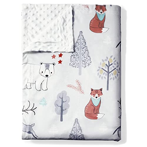 Amrose Ultra Soft Baby Minky Blanket, Warm Lightweight Skin-Friendly Micro Fleece Baby Blanket With Dotted Backing For Boys Girls, Printed Nursery Crib Bed Throw Blanket, 30X40 Inches,Woodland #TOP8
