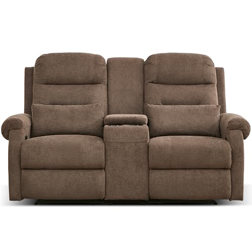 DRMBOOK RV Loveseat Recliner Sofa Console, Flax Velvet